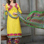06Yellow and Multicolor Cotton Jacquard Salwar Suit