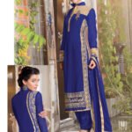 7019NavyBlue Party Wear Embroidered Georgette Long Straight Suit