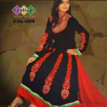 4008 Black and Red Georgette Anarkali Suit