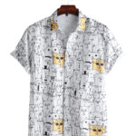 White And Black Imagic Cotton Shirt For Men