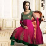 1203Magenta and Green Anarkali Suit