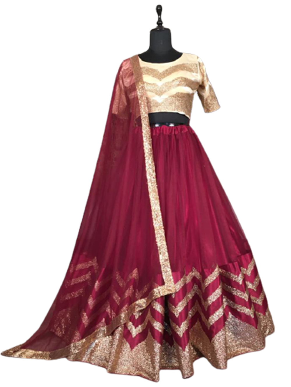 Maroon Velvet Wedding Lehenga Choli | Buy Indian Wear