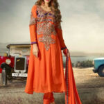 4001 Orange Designer Anarkali Suit