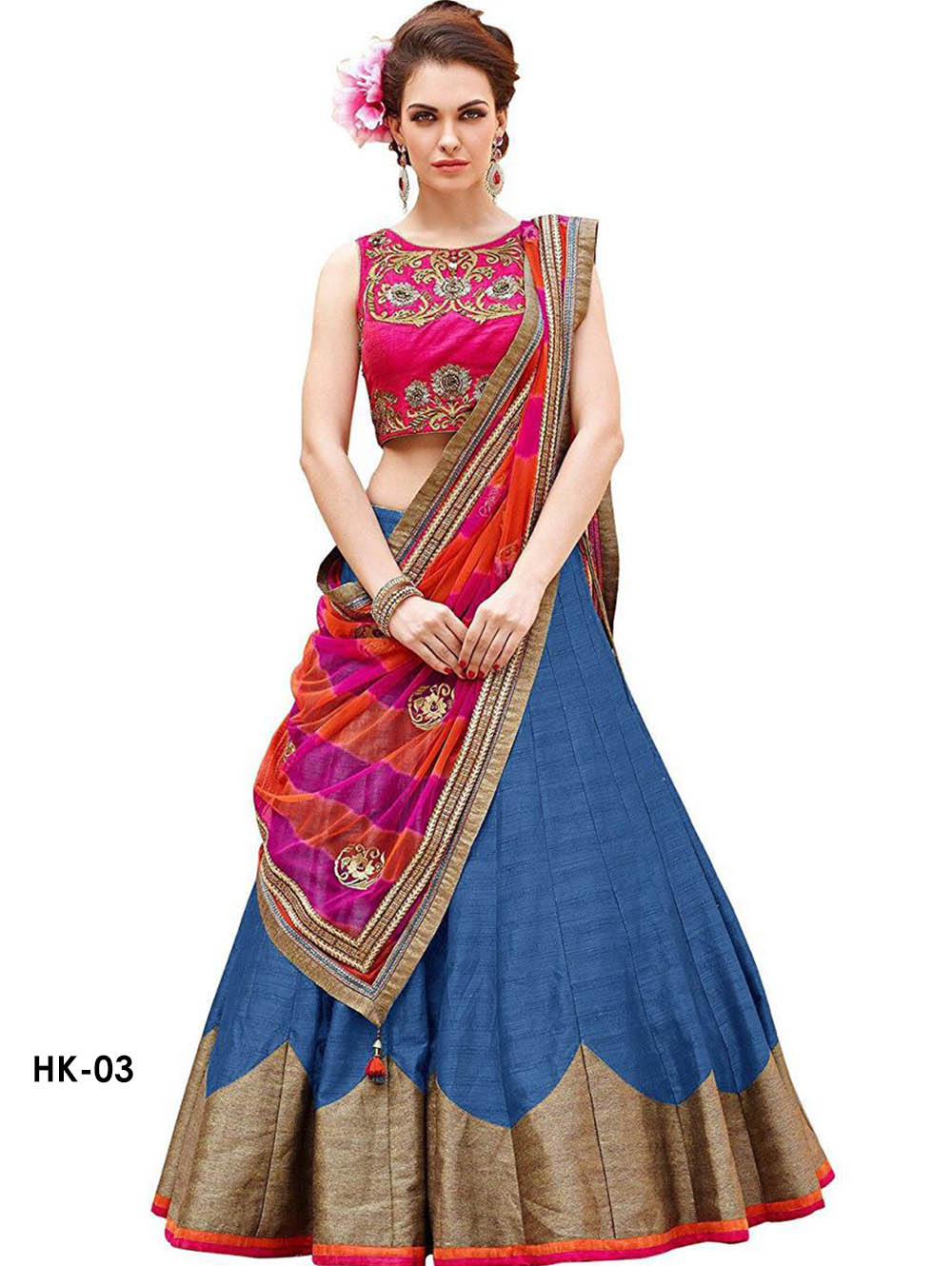 HK03 Magenta and Blue Designer Lehenga Choli