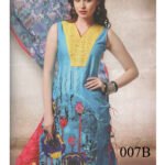 007B Yellow and SkyBlue Lawn Cotton Chudidar Suit