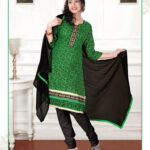 2007 Green and Black Chudidar Suit