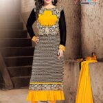 9005 Black and Yellow Georgette Party Wear Designer Suit