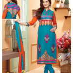 8210 DeepSkyBlue and Ivory Straight Suit