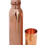 One Plain Copper Bottle And One Plain Copper Glass
