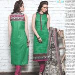 04Green and DarkPink Cotton Satin Pakistani Suit
