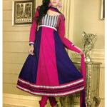 3006Pink and Dark Purple Anarkali Suit