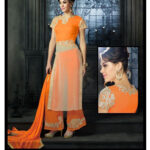 11003 Orange Georgette Plazo Suit