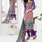 1002Multicolor and Purple Daily Wear Satin Cotton Straight Suit