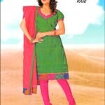 1002Green and DeepPink Chanderi Chudidar Suit