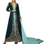 Peacock Green Designer Suit With Koti