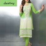 1772 Parrot Green and Ivory Party Wear Nazneen Straight Suit