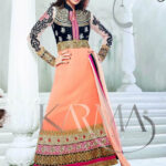 4014 Black and Light Orange Anarkali Suit