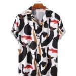 White And Black Imagic Cotton Shirt For Men