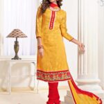 8016 Yellow Designer Straight Suit