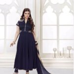 2003 Dark Blue Party Wear Semi Georgette Designer Suit