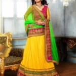 35007 Parrot Green and Yellow Lahenga Choli
