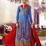 8001Light Blue and Red Designer Suit