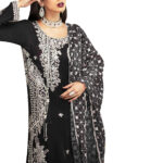 Black Heavy Faux Georgette With Embroidery