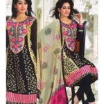 402Beige and Black Anarkali Suit