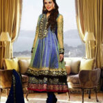 06Blue and Golden Anarkali Suit