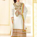 10709 White and Golden Straight Suits