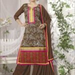 1002 Dark Saddle Brown Designer Palazzo Suit