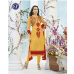 3001 Golden Yellow and Red Georgette Designer Suit