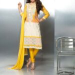 1779 Turmeric Yellow and White Party Wear Nazneen Straight Suit