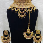58A Golden Stone Bridal Wear Necklace Set With Maang Tika