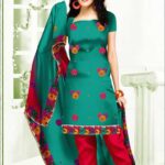 1010 Peacock Green and Dark Pink Cotton Salwar Suit
