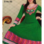 02Green and DeepPink Georgette Anarkali Suit