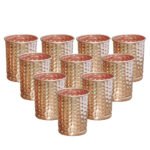 Ten Hammered Copper Glasses