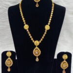 30A White Diamond Work Necklace Set with Maang Tika
