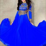 72005Royal Blue and Golden Anarkali Suit