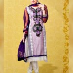 109Lavender and White Georgette Designer Suit