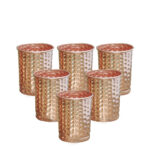 Six Hammered Copper Glasses