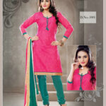 1001 Pink and Teal Green Chudidar Suit