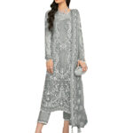 Silver Heavy Net Pakistani Suit