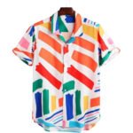 White And Salmon Imagic Cotton Shirt For Men