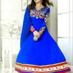 2002Blue and Multicolor Party Wear Georgette Anarkali Suit