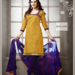 1010 Chrome Yellow and Dark Purple Chudidar Suit