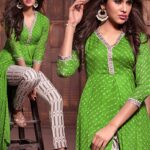 14001 Parrot Green Georgette Designer Suit