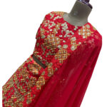 Falu Red Embroidered Georgette Lehenga Choli