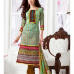 1005Multicolor and Brown Daily Wear Satin Cotton Straight Suit
