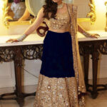 Dark Blue Bridal Wear Embroidered Lehenga Choli